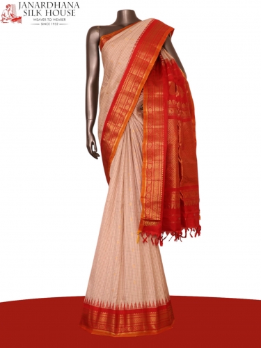 Traditional Temple Handloom Gadwal Silk Cotton Saree